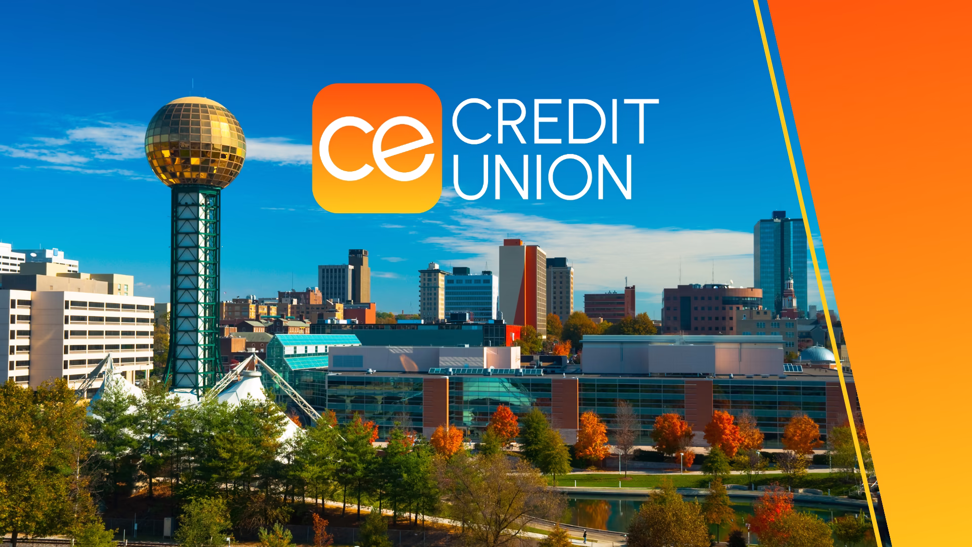 Picture of the Knoxville skyline with the CECU logo